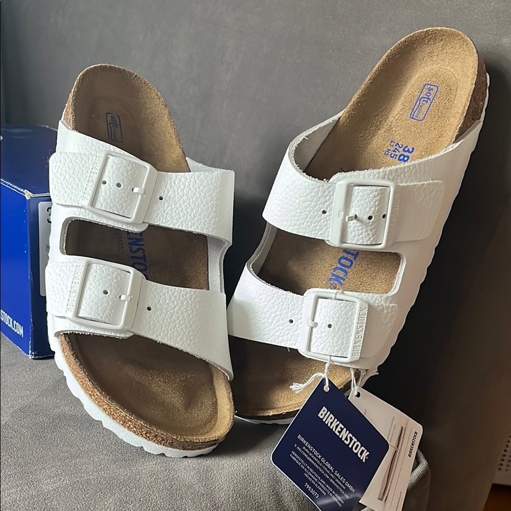 Birkenstock White Two-Strap Sandals with Contoured Footbed - Picture 5 of 6